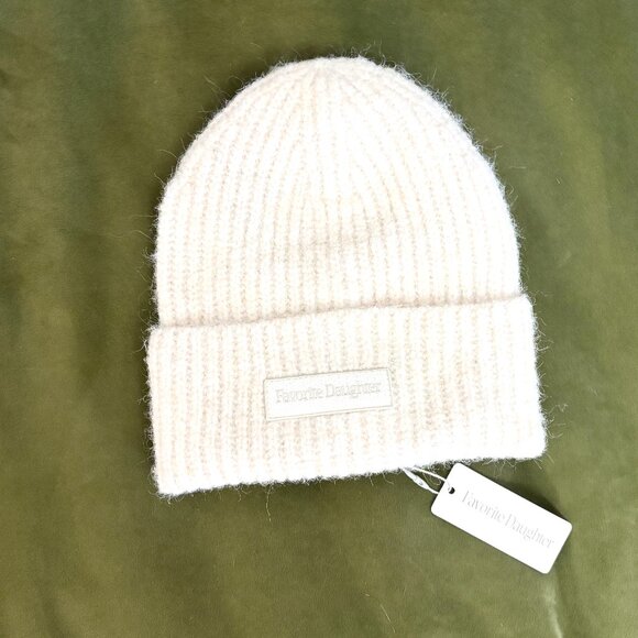 Favorite Daughter Accessories - NWT Ribbed Favorite Daughter THE LOGO PATCH RIB BEANIE - retails $68